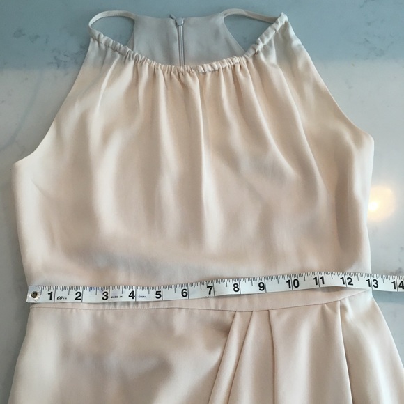 NWT Shona Joy High-Neck Ruched Nude Evening Occassion Wedding Dress, US Size 2 - Picture 6 of 11